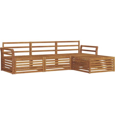 Outdoor Sofa Set Natural 254 x 162.5 x 73 cm Solid Acacia Wood vidaXL