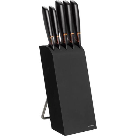 Fiskars 978791 Bloque de 5 cuchillos negro ergonómico (1/3)