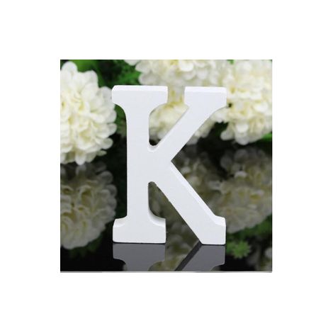LETTERA "K" IN LEGNO BIANCO 12CM ALFABETO MATRIMONI COMPLEANNI DECORAZIONI FESTA