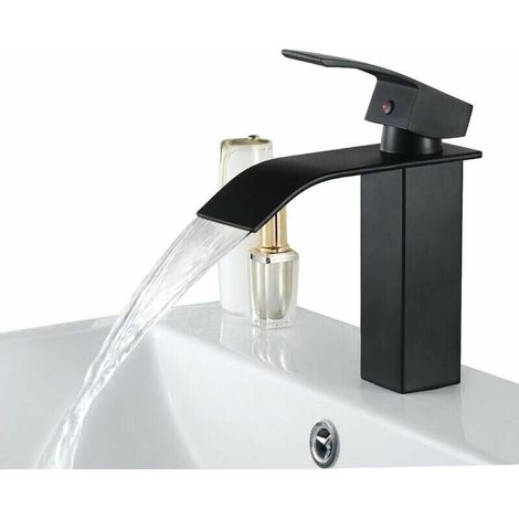NOIR Robinet de Lavabo en Cascade Mitigeur en Laiton pour Salle de Bain Design Moderne (1/5)