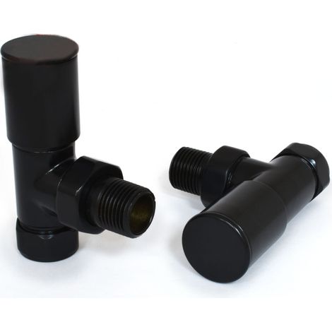West Milan Angled Radiator Valves Pair - Jet Black (1/3)