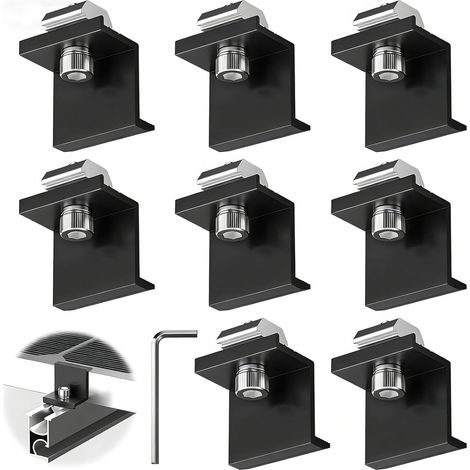 Lot de 8 bornes d'extrémité de module solaire en aluminium - Support en Z de 30 mm pour toit et mur - Kit de fixation de module PV en noir - Compatible avec bateaux et camping-cars (1/5)