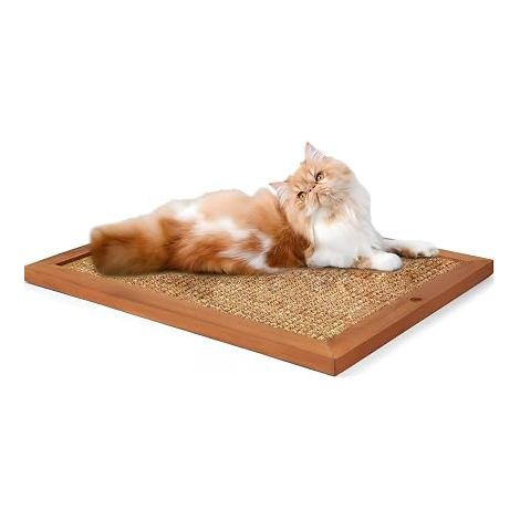 Tiragraffi verticale per gatto da parete o pavimento, sisal naturale e legno, altezza regolabile (1/5)