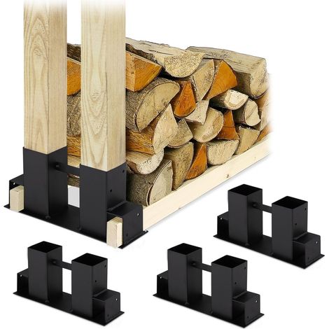 Ayuda para apilar en madera negra en juego de 4