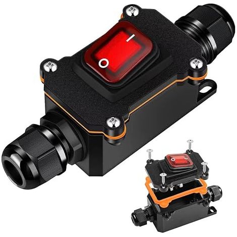 Wasserdichter IP67-Steckschalter 12-24 V, 20 A Wippschalter mit roter LED-Anzeige. (1/5)