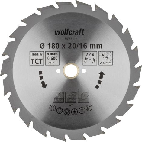 Wolfcraft Kreissägeblatt Serie grün Ø 180 mm Bohrung Ø 20 mm Kreissägeblatt