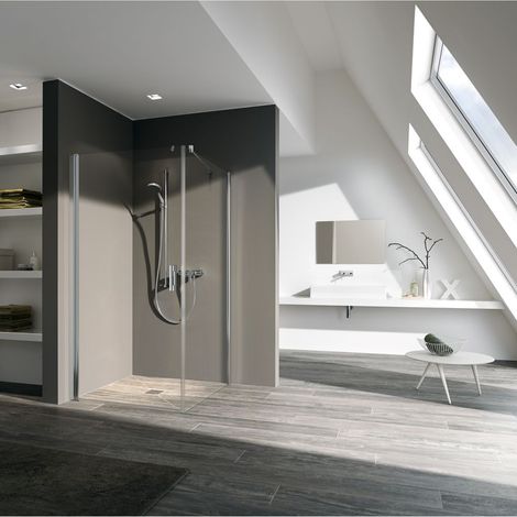 Kermi Porte battante Pega 1KL 0800x 2000 BV : 765-890 SIHG verre trempé Opaco (1/4)