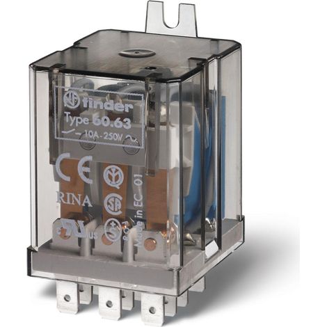 Relais industriel 3RT 10A 12V DC patte de fixation à l'arrière Faston 187 FINDER 606390120000