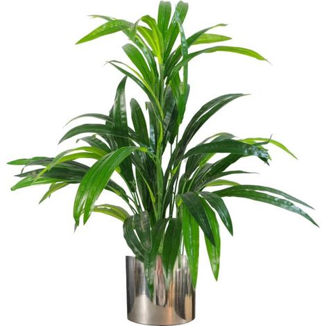 65cm Artificial Realistic Bamboo Shrub Plant with Silver Metal Planter (1/4)