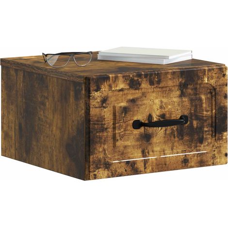 Maison Exclusive - Mobiletto da notte a muro 2 pcs Rovere Fumo 34,5 x 33 x 20 cm