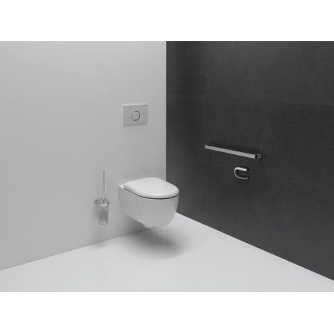 HEWI 800.20.10045 WC-Bürstengarnitur des Systems 800, Metall, verchromt, Bürstenbehälter aus satiniertem Kristallglas, zur Wandmontage (1/5)