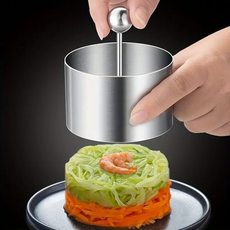 1 Moule à gâteau - Acier inoxydable - Presse circulaire - Pour pâtisserie maison et restaurant - Qualité professionnelle - Argent - 20x20cm (1/5)
