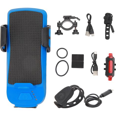 Support téléphone vélo avec lampe avant USB rechargeable, 3 modes d'éclairage, antidérapant, batterie externe intégrée pour vélo électrique, cyclomoteur et moto (1/5)