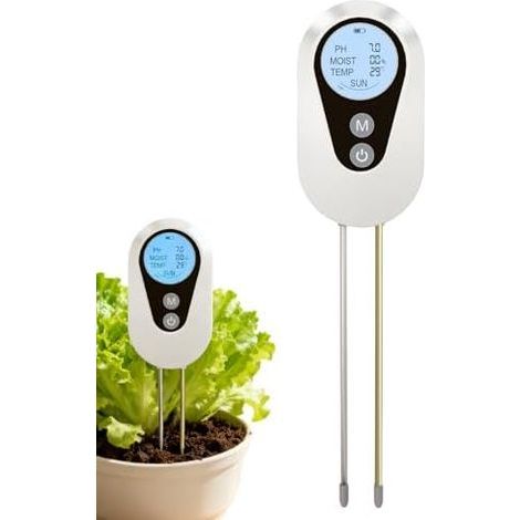 Bodentester: 4-in-1 Multifunktionsanalysator, digitales Nährstoffmessgerät für Feuchtigkeit, Wachstumsdetektor, Gartenpflegegerät, präzise Steuerung. (1/5)