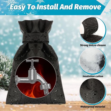 Winterfeste Frostschutzhüllen für Außenwasserhähne (4er-Pack), aus frostbeständigem, wärmeisolierendem und wasserdichtem Material, wiederverwendbar, geeignet für verschiedene Wasserhähne (21 x 17 cm).
