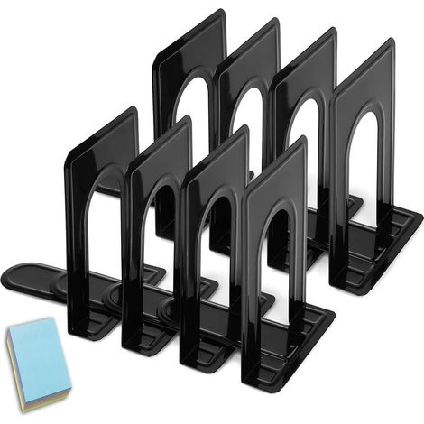 Serre Livre Cale Livre Etagere Metal Presse Livre Noir Serre Livres Serre-Livre Bloc Livre pour Étagère Bureau Maison École Dortoir 4 Paires, 19 x 12 x 15 cm (1/5)