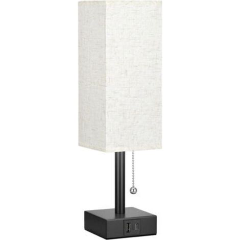 Lampe de table quadrilatérale en lin fin avec interrupteur zippé lumière variable à 3 températures de couleur - 111137CM