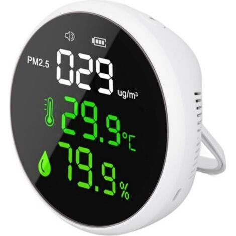 Moniteur qualité air intérieur PM2.5 portable – Capteur température & humidité – Design compact, précision élevée (1/4)