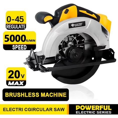 Scie Circulaire Électrique Sans Fil 7 Pouces 20V 5000 Tr/min Outil de Coupe Bois Compatible Dewalt 20V (Sans Lame) (1/5)
