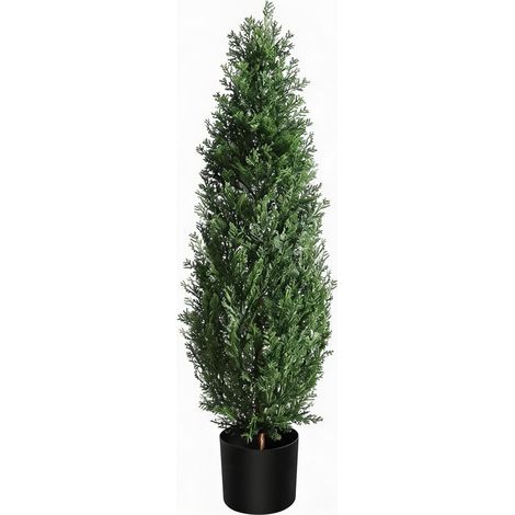 Lot de 2 arbustes topiaires artificiels cèdre réalistes – Fausse plante résistante aux UV pour intérieur et supplémentaireérieur, idéal terrasse, porte, jardin, bureau – Entretien minima (1/5)