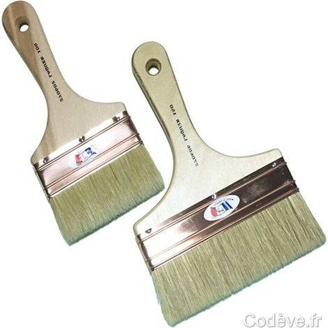 Codève Bois – Pinceau plat 100 mm – Virole cuivrée avec poils en soie extra fine – Pour vernis et vitrification – Compatible produits eau et solvant