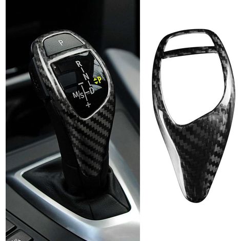 Accessoire intérieur en fibre de carbone pour levier de vitesse - Autocollant compatible avec BMW F06 F12 F21 F30 F35 F20 F15 F26 F16 F23 F36 F22 F34 F25 F32 F33 (Noir)