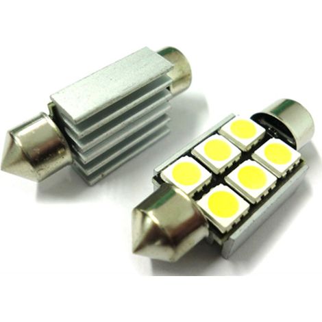 Lampadina Led Siluro Canbus T11 C5W 36mm 6 SMD 5050 12V Luci Targa Con Dissipatore (1/3)