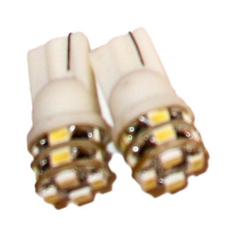 Coppia 2 Lampade Led T10 Con 12 Smd 3528 Colore Bianco Freddo 6000K 12V 1W