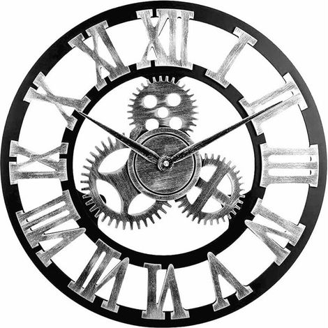 Horloge murale silencieuse 45 cm – Chiffres romains – Design rétro européen – Matériaux écologiques – Pour chambre et bureau (1/5)