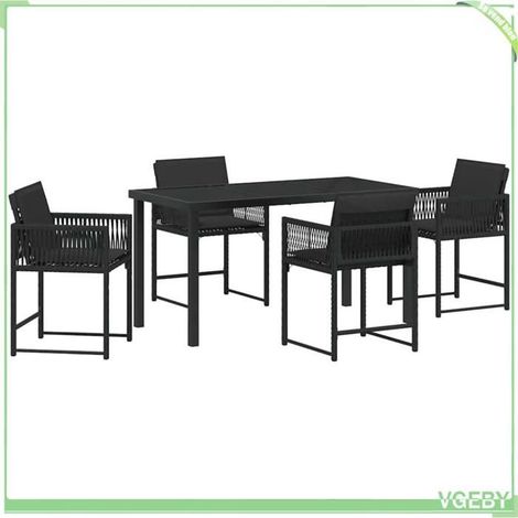 Ensemble de salle à manger pour jardin - FAFEICY - 3380746 - Noir - Polyrotin & acier - Table 140x80 cm, 4 chaises (1/5)