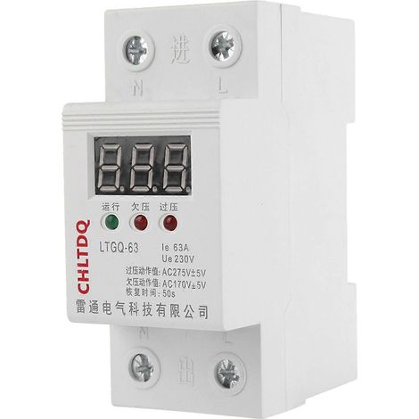 230 V AC Automatische Wiedereinschaltung Spannungsschutz Unterspannungsrelais 2P/63 A Digitales Spannungsrelais