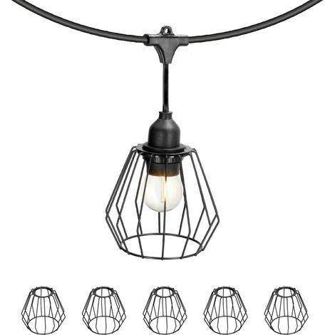 Lot de 5 abat-jours pour guirlande lumineuse, métal noir, style rétro CRETE LS D1 Kobi (1/5)