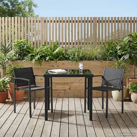 vidaXL Set di Mobili da Esterno 3 pcs Nero e antracite 80 x 80 x 73 cm (1/5)