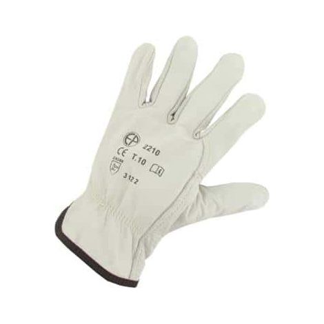 Lote de 12 pares de guantes de manipulación Maîtrise Tout Fleur vaca sup beige Talla 10 (1/2)