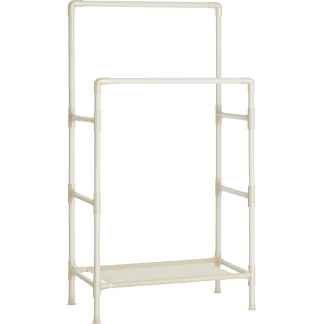 Songmics – Portant à vêtements double barre – Charge 55 kg – Montage facile sans outil – Étagère de rangement 2 niveaux – RDR01WT