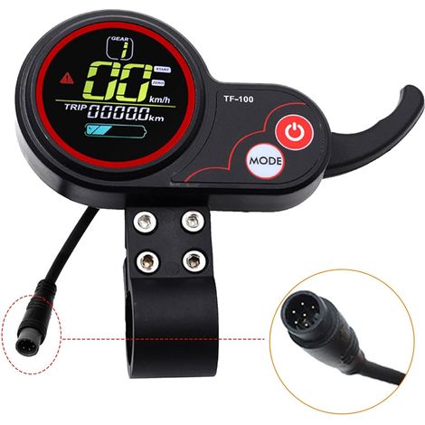 6 Pin Panneau Affichage Scooter Électrique 48V TF‑100, Écran LCD Instrument Communication, Accessoire Modification Indicateur Contrôleur, Kit Tableau de Bord pour Planche à Roulette M4/M4 Pro (1/5)