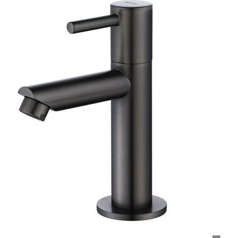 Robinet Eau Froide Gris Robinet Salle de Bain Noir pour Lave-Mains Robinetterie Corp en Laiton pour Lavabo Design Moderne-MCJ