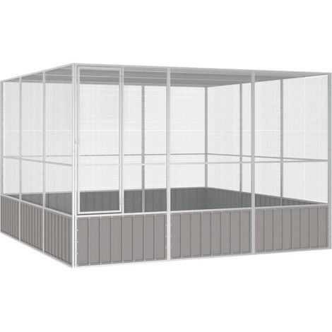 Cage à oiseaux Volière Moderne - Gris 302,5x324,5x211,5 cm Acier galvanisé BV884315 - BonneVie