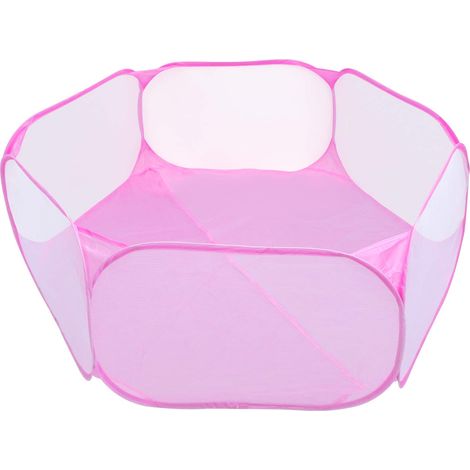 Parc Portable pour Petits Animaux, Oxford Clôture Petit Animal Respirant Parc Transparent Populaire Ouvert pour Cobaye, Lapins, Hamster, Chinchillas et Hérissons (Rose) (1/5)