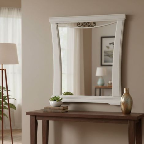 Specchiera Athena in legno con cornice curva colore Avorio (1/3)