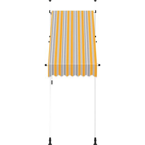 Store Banne - Auvent rétractable manuel 100 cm Rayures jaunes et bleues fr11016 - Maison La Vie (1/5)