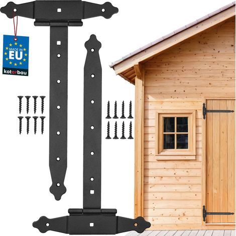 Lot de 2 supports en croix de 350 mm pour charnière, plaque de montage, ferrures de porte, raccords en bois, charnières en T, revêtement par pulvérisation (1/5)