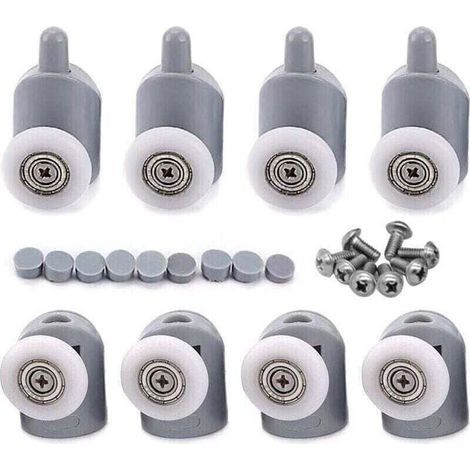 8 pièces Roulettes pour Porte de Douche Galet Porte Coulissante de 23 mm pour Porte Douche Salle de Bain 4 Roulettes Supérieures et 4 Roulettes Inférieures (1/5)