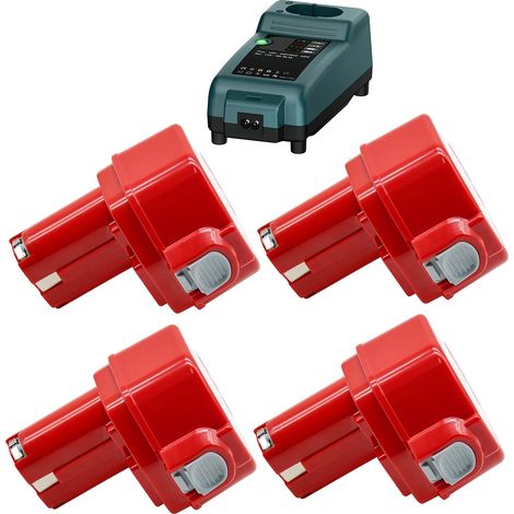 Batterie rechargeable, compatibilité 12V, puissance durable, 4Pcs 4.0Ah 1chargeur (1/2)