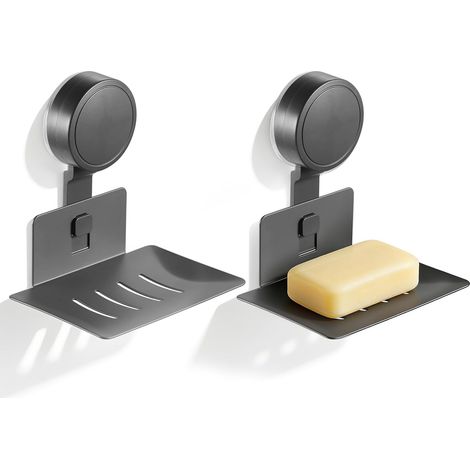 1 Porte-savon, Plastique, Aluminium, Ventouse, Drainage, Sans perçage, Salle de bain, Douche, Cuisine (1/5)