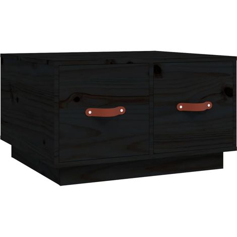 Mesa de centro con dos cajones, diseño moderno y contemporáneo, 60 x 53 x 35 cm, madera maciza de pino negro DEC039716