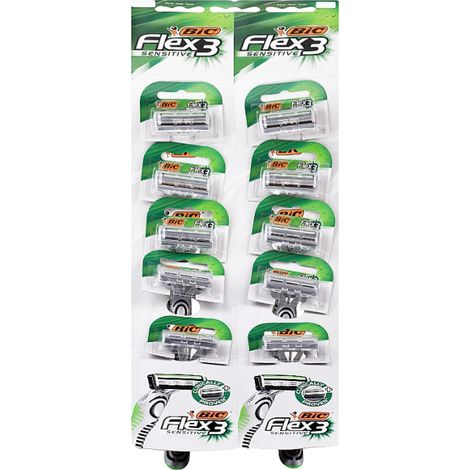 Rasoio usa e getta Bic Flex3 Sensitive per uomo, confezione da 10 pezzi (1/4)