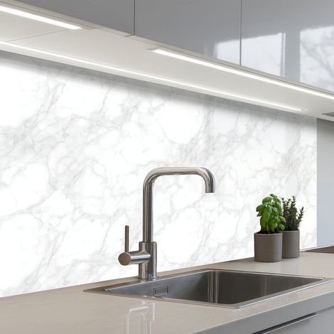 Kitchen Splashback Minimalist - White - Gray veins 100x60 cm