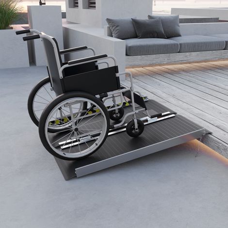 Rampe de fauteuil roulant pliable rampe de chargement sablage antidérapante en alliage d'aluminium 91 x 73.6 cm noir