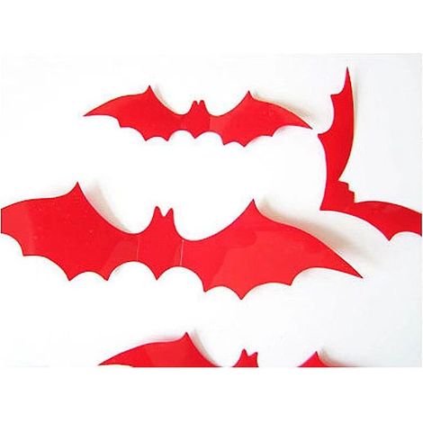 Stickers muraux chauve-souris 3D pour Halloween, décoration à faire soi-même en PVC, 36 pièces, rouge (1/5)